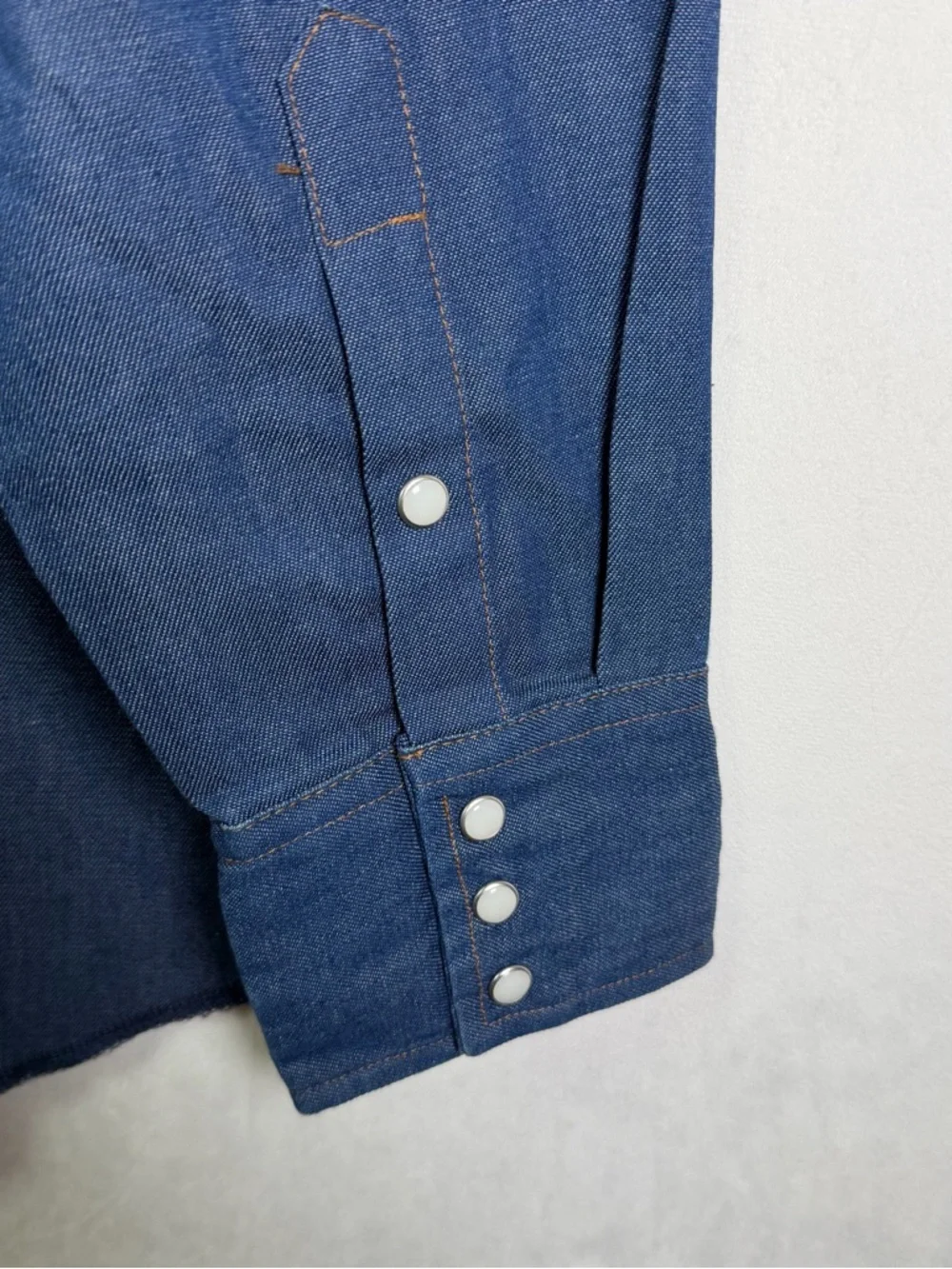 Wrangler Men’s Denim Western Pearl Snap Shirt Cowboy Core Ranchwear Sz XL Tall - Picture 9 of 11